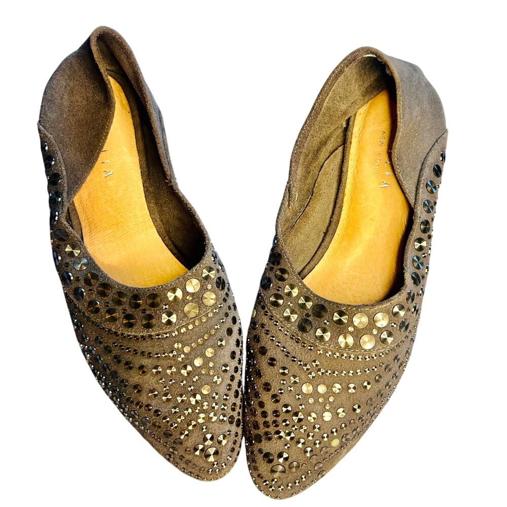 Cecelia New York Mojito Studded Suede Ballet Flats Size 7.5 Gray